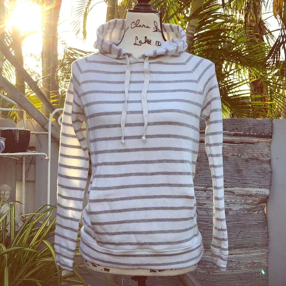 J.Crew white & gray stripe hoodie size XXS